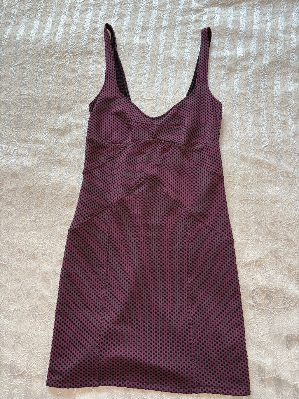 Free People Burgundy Mini Dress With Black Polka Dots - Size Small Nwot